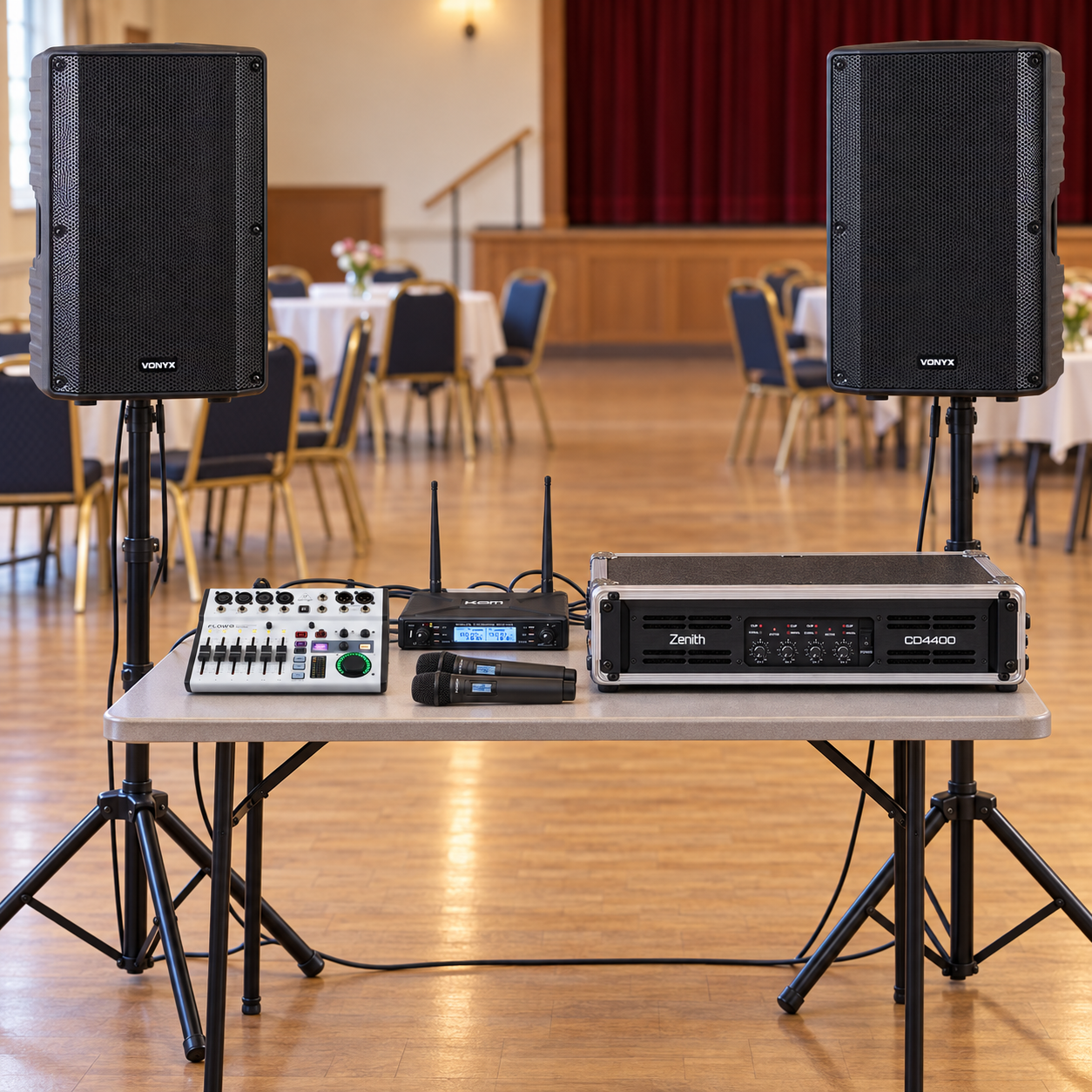 PA System Package 1 – Small – Mixer & 2 Budget Wireless Microphones